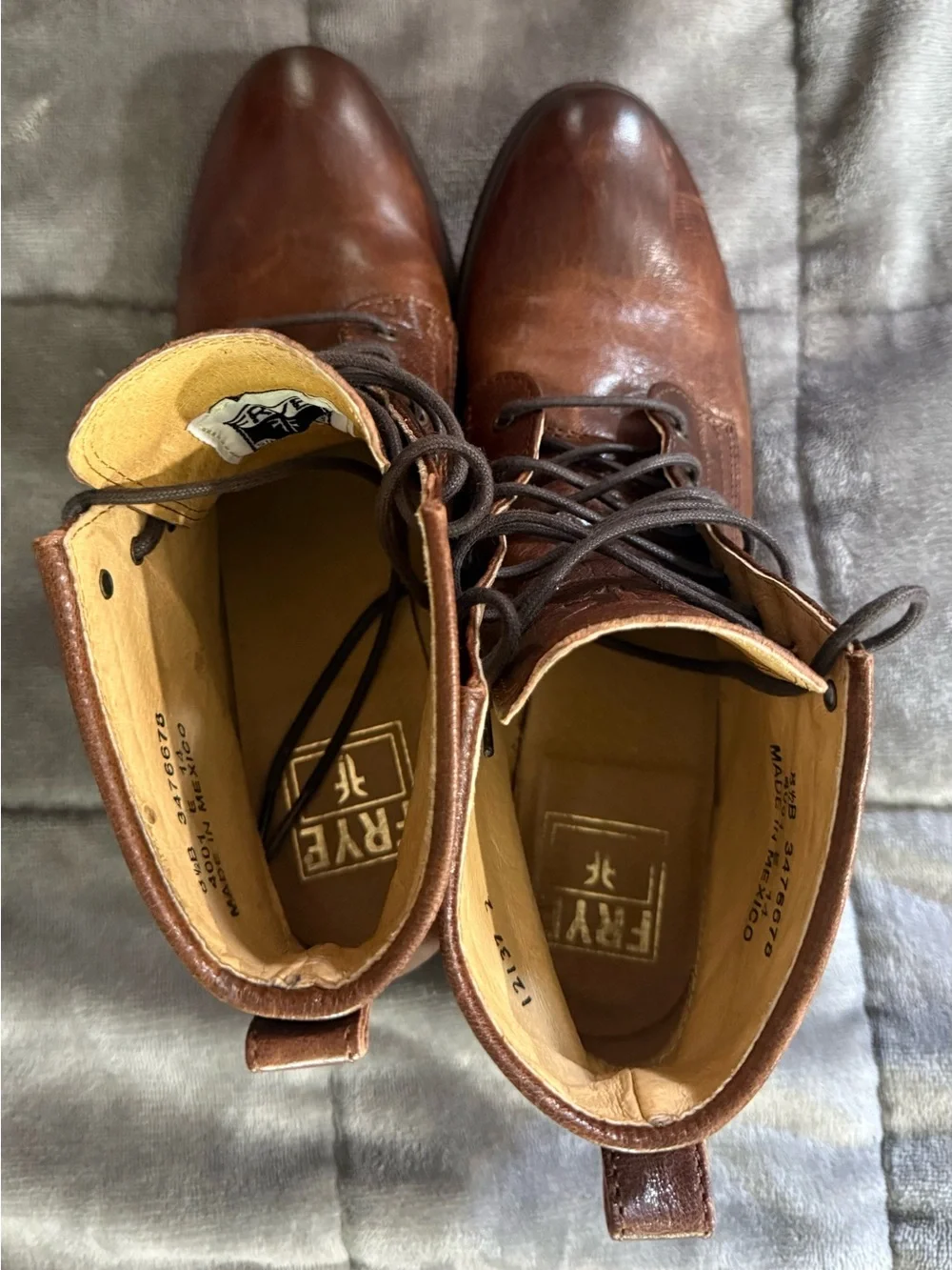 Frye Chestnut Brown Leather Lace-Up Ankle Booties